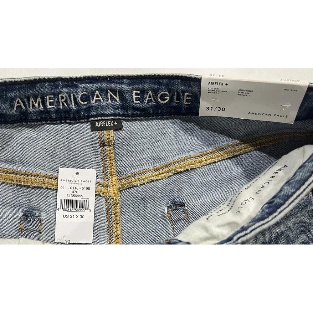 American Eagle Airflex + Jeans Mens 31X30 Blue NWT Straight Athletic